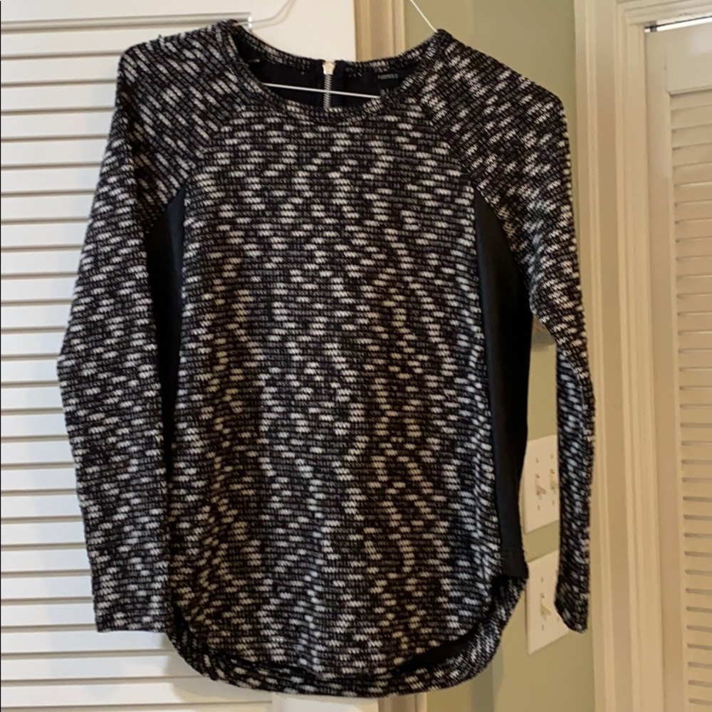 Faux Leather and Black & White Sweater